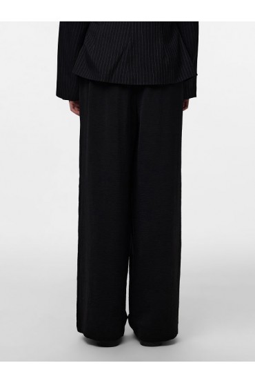 PCTIFFANY HW WIDE PANTS WVN NOOS - ΜΑΥΡΟ