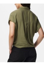 PCPIA LINEN BLEND SS TIE SHIRT WVN NOOS - ΠΡΑΣΙΝΟ