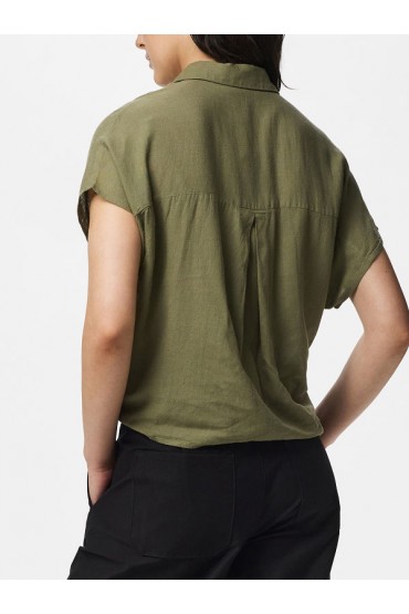 PCPIA LINEN BLEND SS TIE SHIRT WVN NOOS - ΠΡΑΣΙΝΟ