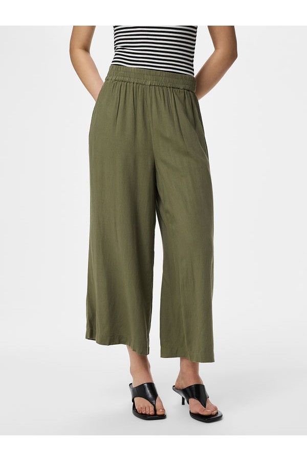 PCPIA LINEN BLEND HW CULOTTE WVN NOOS - ΠΡΑΣΙΝΟ