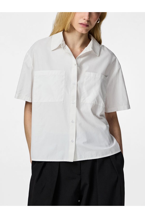 PCMELIA SS SHIRT WVN NOOS BC - ΛΕΥΚΟ