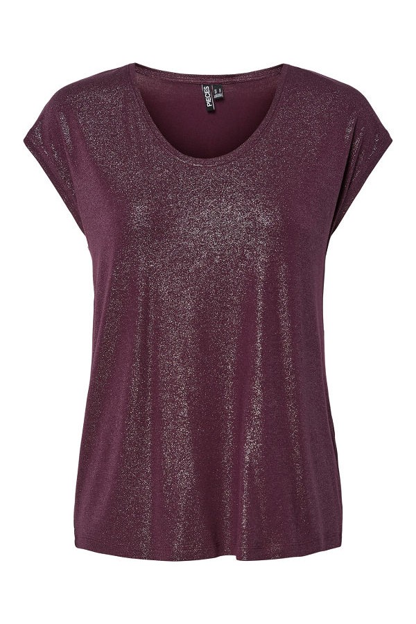 PCALICE SS GLITTER TEE JRS NOOS BC - ΜΠΟΡΝΤΩ