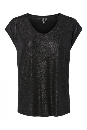 PCALICE SS GLITTER TEE JRS NOOS BC - ΜΑΥΡΟ