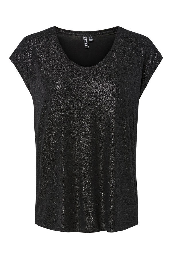 PCALICE SS GLITTER TEE JRS NOOS BC - ΜΑΥΡΟ