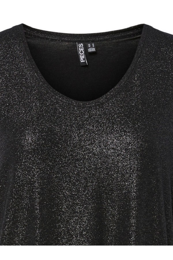 PCALICE SS GLITTER TEE JRS NOOS BC - ΜΑΥΡΟ