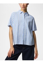 PCSTINNA SS SHIRT WVN NOOS - ΜΠΛΕ ΑΝΟΙΧΤΟ