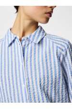 PCSTINNA SS SHIRT WVN NOOS - ΜΠΛΕ ΑΝΟΙΧΤΟ