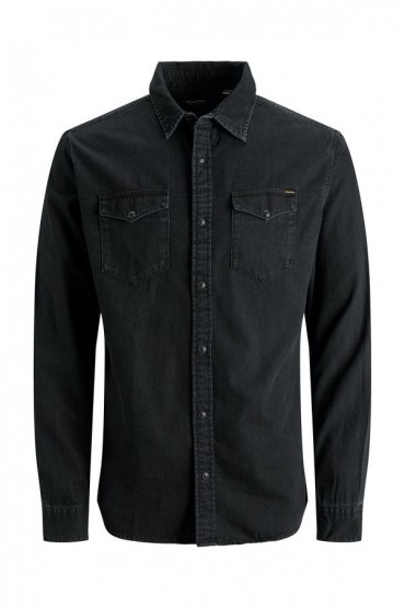 JJESHERIDAN SHIRT L/S NOOS - ΜΑΥΡΟ