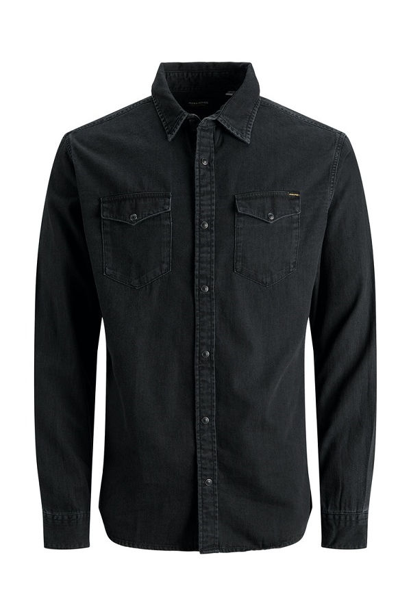 JJESHERIDAN SHIRT L/S NOOS - ΜΑΥΡΟ