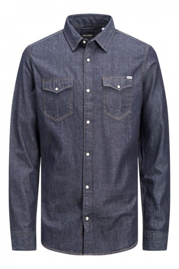 JJESHERIDAN SHIRT L/S NOOS - ΜΠΛΕ