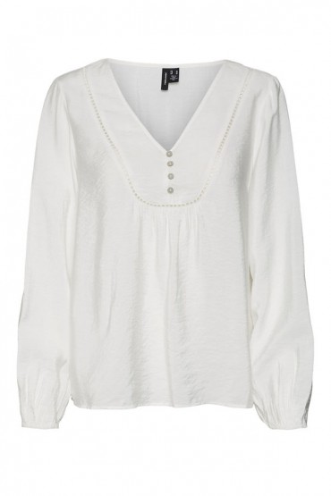 VMMIRA L/S DETAIL BUTTON TOP EXP GA - ΛΕΥΚΟ