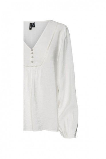 VMMIRA L/S DETAIL BUTTON TOP EXP GA - ΛΕΥΚΟ