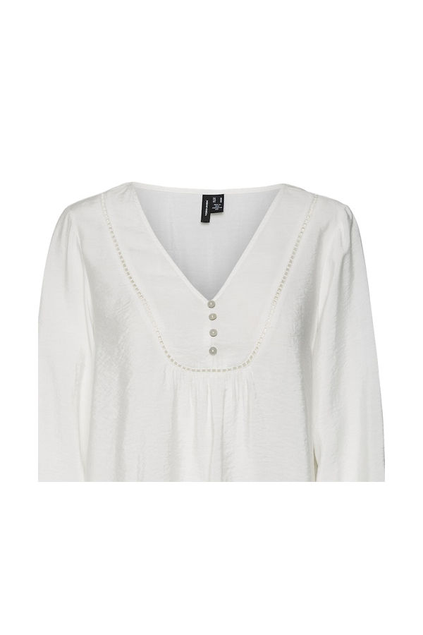 VMMIRA L/S DETAIL BUTTON TOP EXP GA - ΛΕΥΚΟ