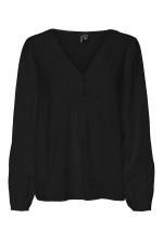 VMMIRA L/S DETAIL BUTTON TOP EXP GA - ΜΑΥΡΟ
