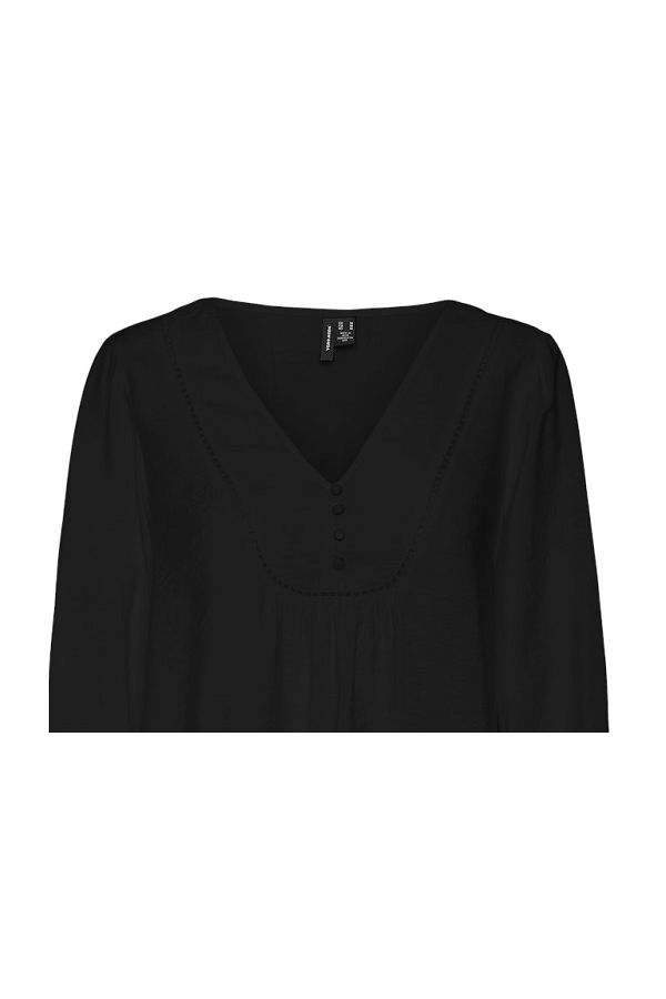 VMMIRA L/S DETAIL BUTTON TOP EXP GA - ΜΑΥΡΟ