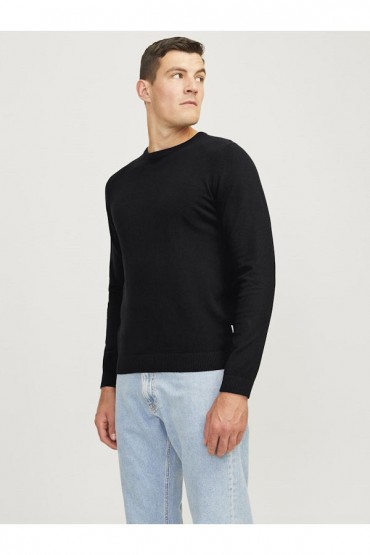 JREBCALLUM KNIT CREW NECK NOOS - ΜΑΥΡΟ