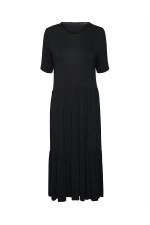 VMMITSI 2/4 O-NECK CALF DRESS JRS - ΜΑΥΡΟ