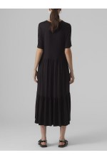 VMMITSI 2/4 O-NECK CALF DRESS JRS - ΜΑΥΡΟ