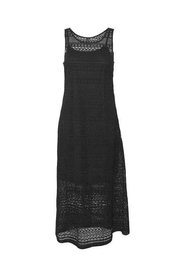 VMHONEY LACE SL 7/8 DRESS WVN GA - ΜΑΥΡΟ