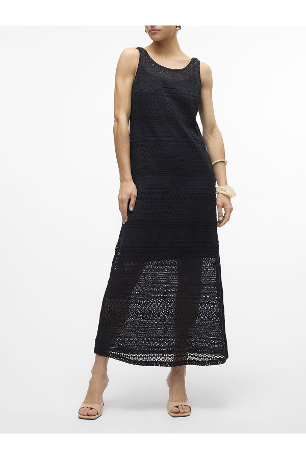 VMHONEY LACE SL 7/8 DRESS WVN GA - ΜΑΥΡΟ