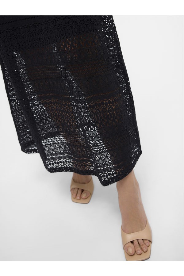 VMHONEY LACE SL 7/8 DRESS WVN GA - ΜΑΥΡΟ