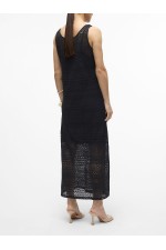 VMHONEY LACE SL 7/8 DRESS WVN GA - ΜΑΥΡΟ