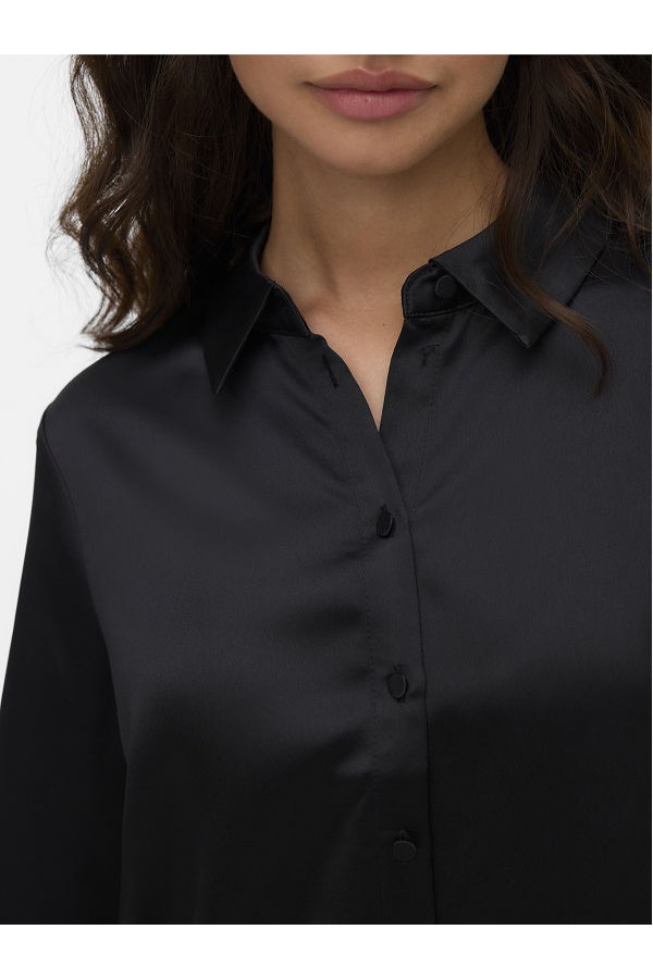 VMMERLE LS SHIRT WVN GA NOOS - ΜΑΥΡΟ