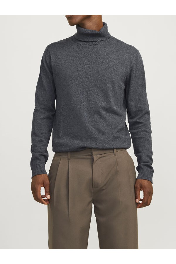 JJEBASIC KNIT ROLL NECK NOOS - ΓΚΡΙ
