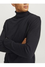 JJEBASIC KNIT ROLL NECK NOOS - ΜΑΥΡΟ