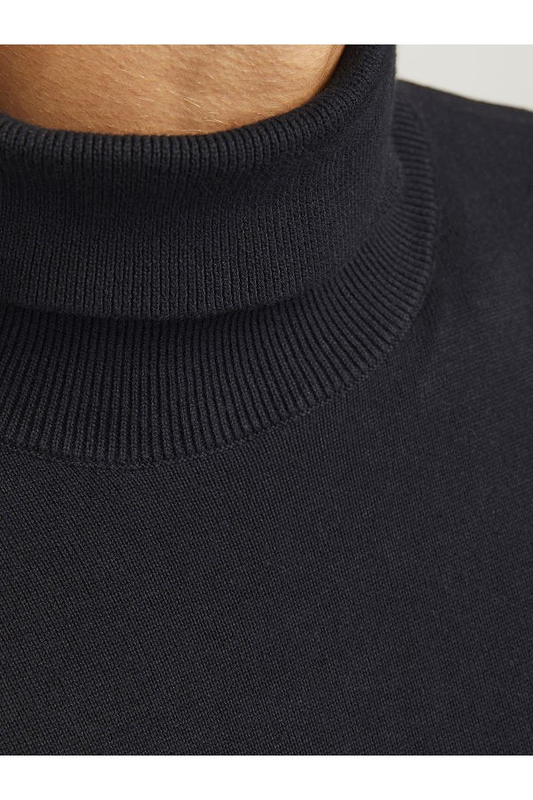 JJEBASIC KNIT ROLL NECK NOOS - ΜΑΥΡΟ