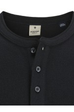 JPRBLUTYRELL LS HENLEY TEE - ΜΑΥΡΟ