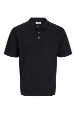 JJEEMIL KNIT RELAXED POLO SS SN - ΜΑΥΡΟ