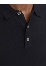 JJEEMIL KNIT RELAXED POLO SS SN - ΜΑΥΡΟ