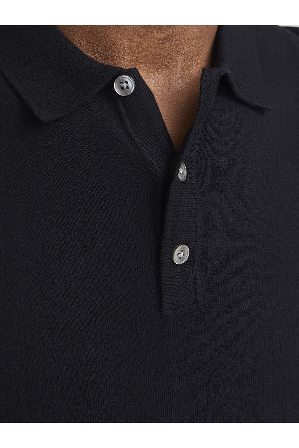 JJEEMIL KNIT RELAXED POLO SS SN - ΜΑΥΡΟ