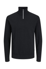 JREBCALLUM KNIT HALF ZIP SN - ΜΑΥΡΟ