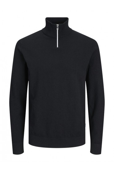 JREBCALLUM KNIT HALF ZIP SN - ΜΑΥΡΟ