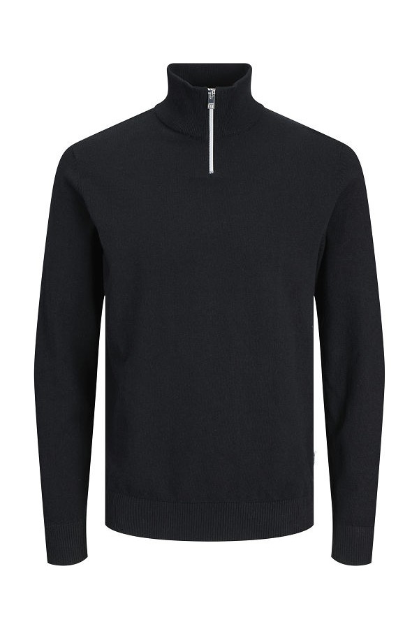 JREBCALLUM KNIT HALF ZIP SN - ΜΑΥΡΟ