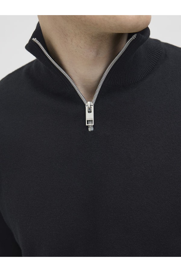 JREBCALLUM KNIT HALF ZIP SN - ΜΑΥΡΟ