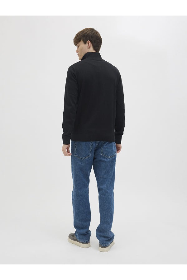 JREBCALLUM KNIT HALF ZIP SN - ΜΑΥΡΟ