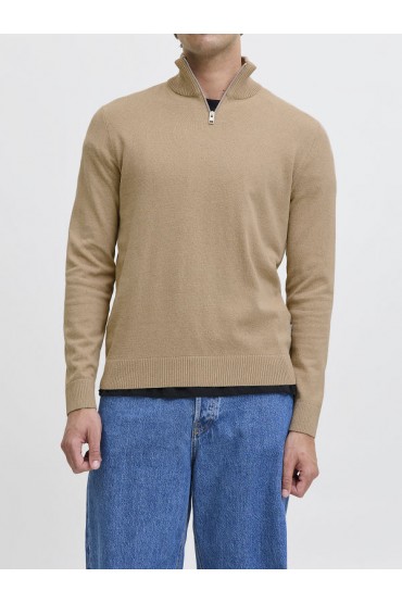 JREBCALLUM KNIT HALF ZIP SN - ΜΠΕΖ