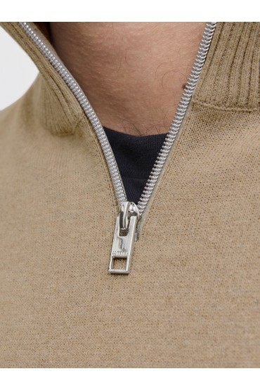 JREBCALLUM KNIT HALF ZIP SN - ΜΠΕΖ