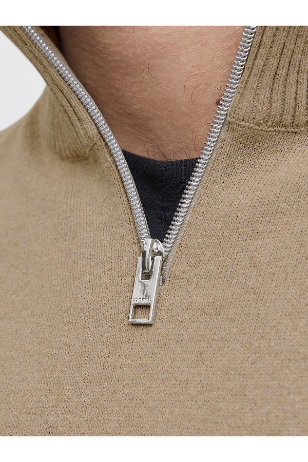 JREBCALLUM KNIT HALF ZIP SN - ΜΠΕΖ