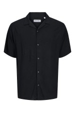 JJEJEFF SOLID RESORT SHIRT S/S SN - ΜΑΥΡΟ