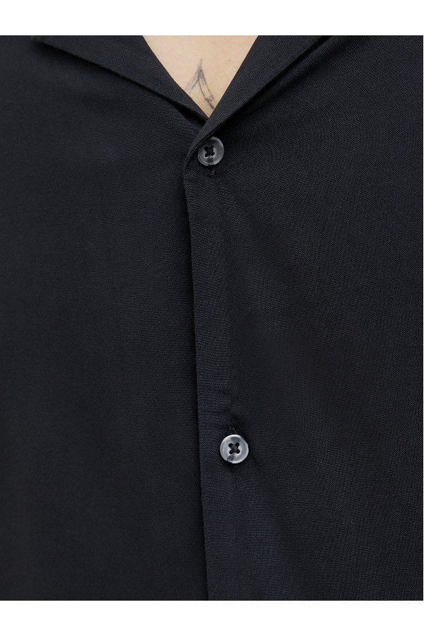 JJEJEFF SOLID RESORT SHIRT S/S SN - ΜΑΥΡΟ