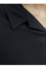 JJEJEFF SOLID RESORT SHIRT S/S SN - ΜΑΥΡΟ