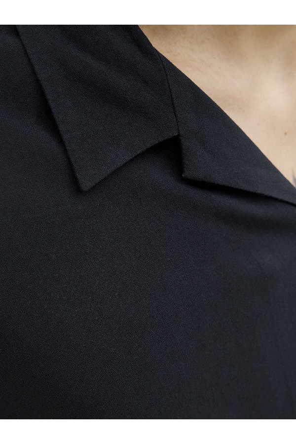 JJEJEFF SOLID RESORT SHIRT S/S SN - ΜΑΥΡΟ