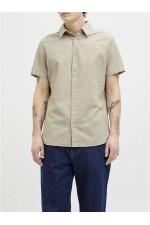JJEBREEZE LINEN BLEND SHIRTSS SN - ΜΠΕΖ