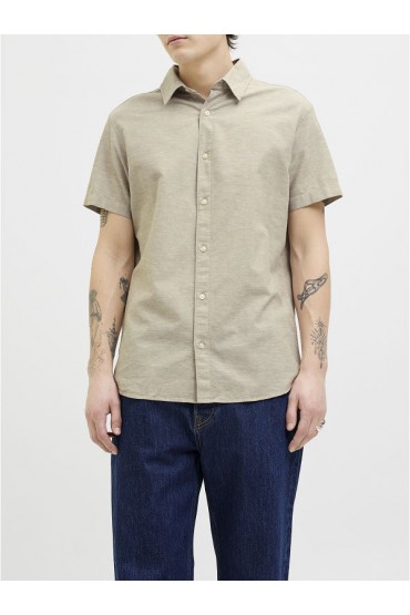 JJEBREEZE LINEN BLEND SHIRTSS SN - ΜΠΕΖ