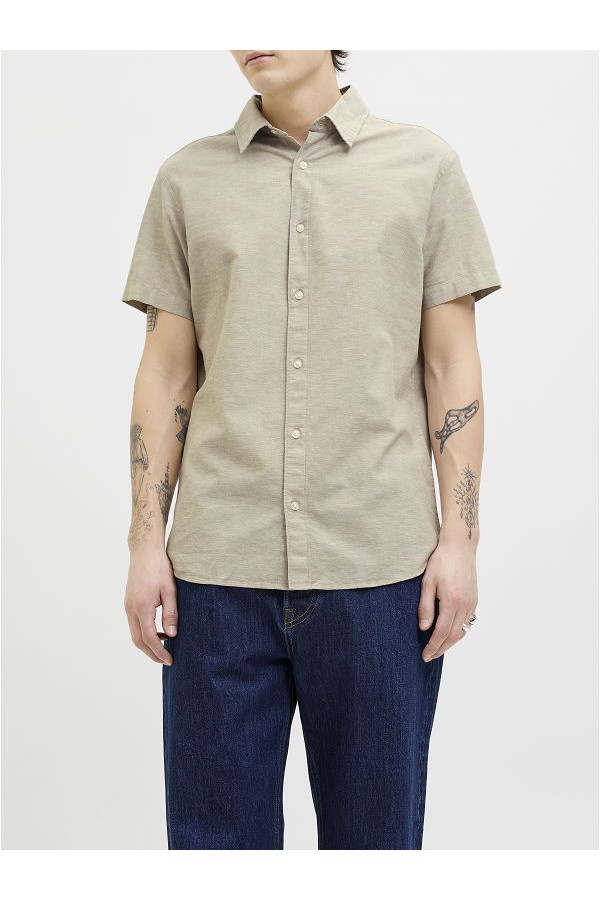 JJEBREEZE LINEN BLEND SHIRTSS SN - ΜΠΕΖ