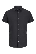 JJEBREEZE LINEN BLEND SHIRTSS SN - ΜΑΥΡΟ